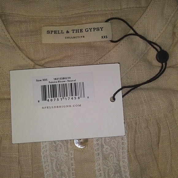 NWT Paloma Blouse XXS Spell Designs Neutral Linen natural buttondown top shirt - Picture 14 of 16
